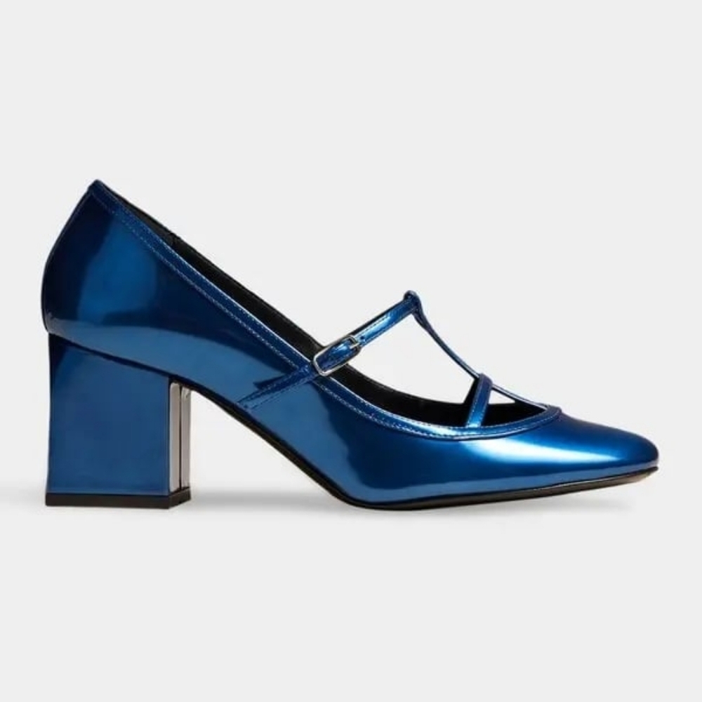 KHAITE Fawn Metallic  Mary Jane Pumps In Sapphire Blue EU 38.5 US 8.5 Org $850